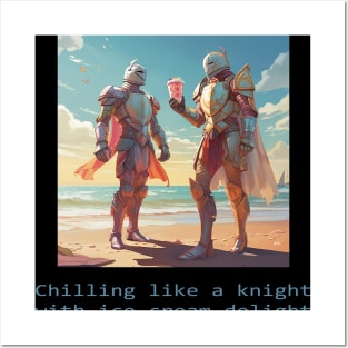 Chilling like a knight with ice cream delight Posters and Art